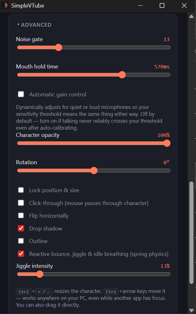 Settings screenshot
